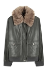Jaqueta Vegan Leather Golf Bomber Fur Grafite