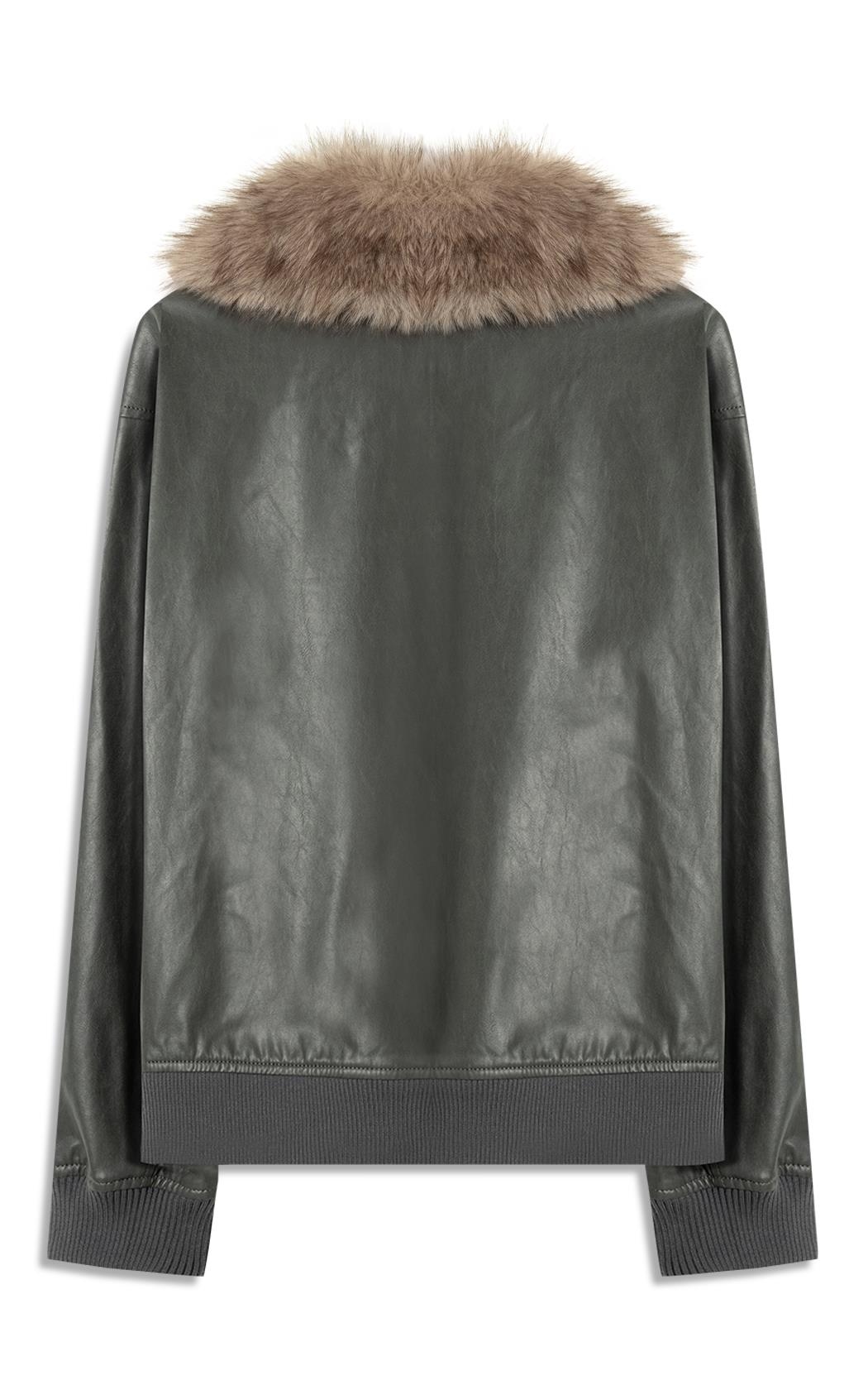Jaqueta Vegan Leather Golf Rider Bomber Grafite