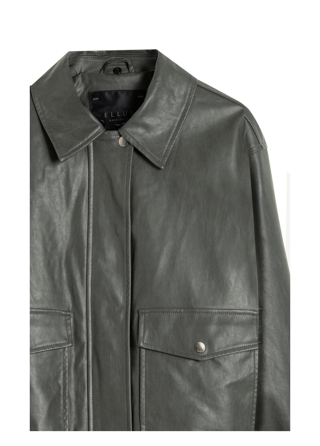 Jaqueta Vegan Leather Golf Bomber Fur Grafite