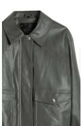 Jaqueta Vegan Leather Golf Bomber Fur Grafite