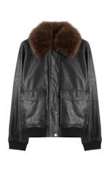 Jaqueta Vegan Leather Golf Bomber Fur Preto