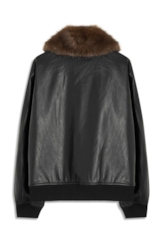 Jaqueta Vegan Leather Golf Bomber Fur Preto