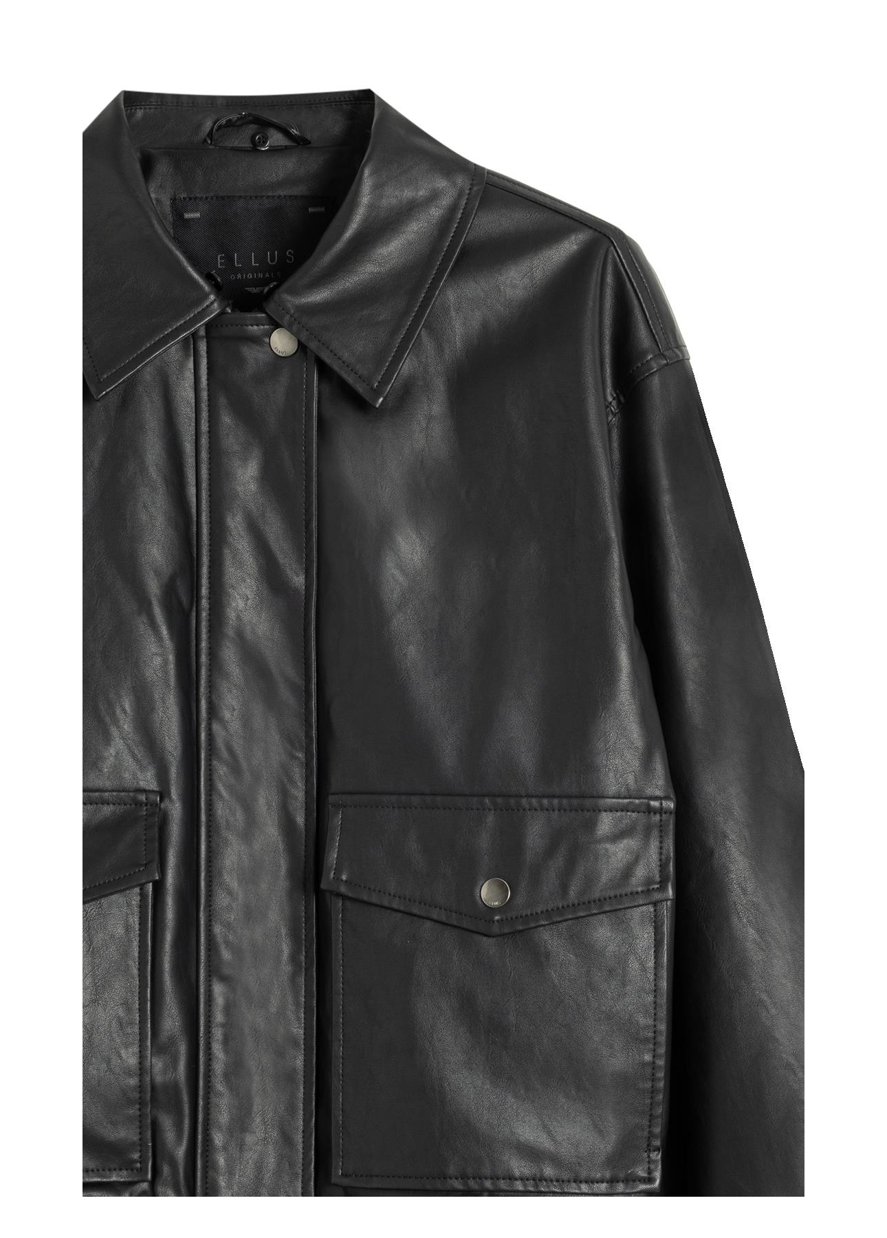 Jaqueta Vegan Leather Golf Bomber Fur Preto