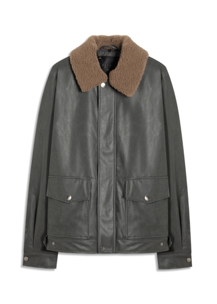 Jaqueta Vegan Leather Golf Classic Fur Grafite