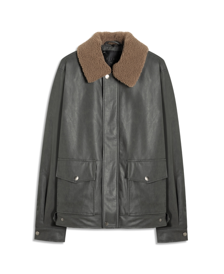 Jaqueta Vegan Leather Golf Classic Fur Grafite
