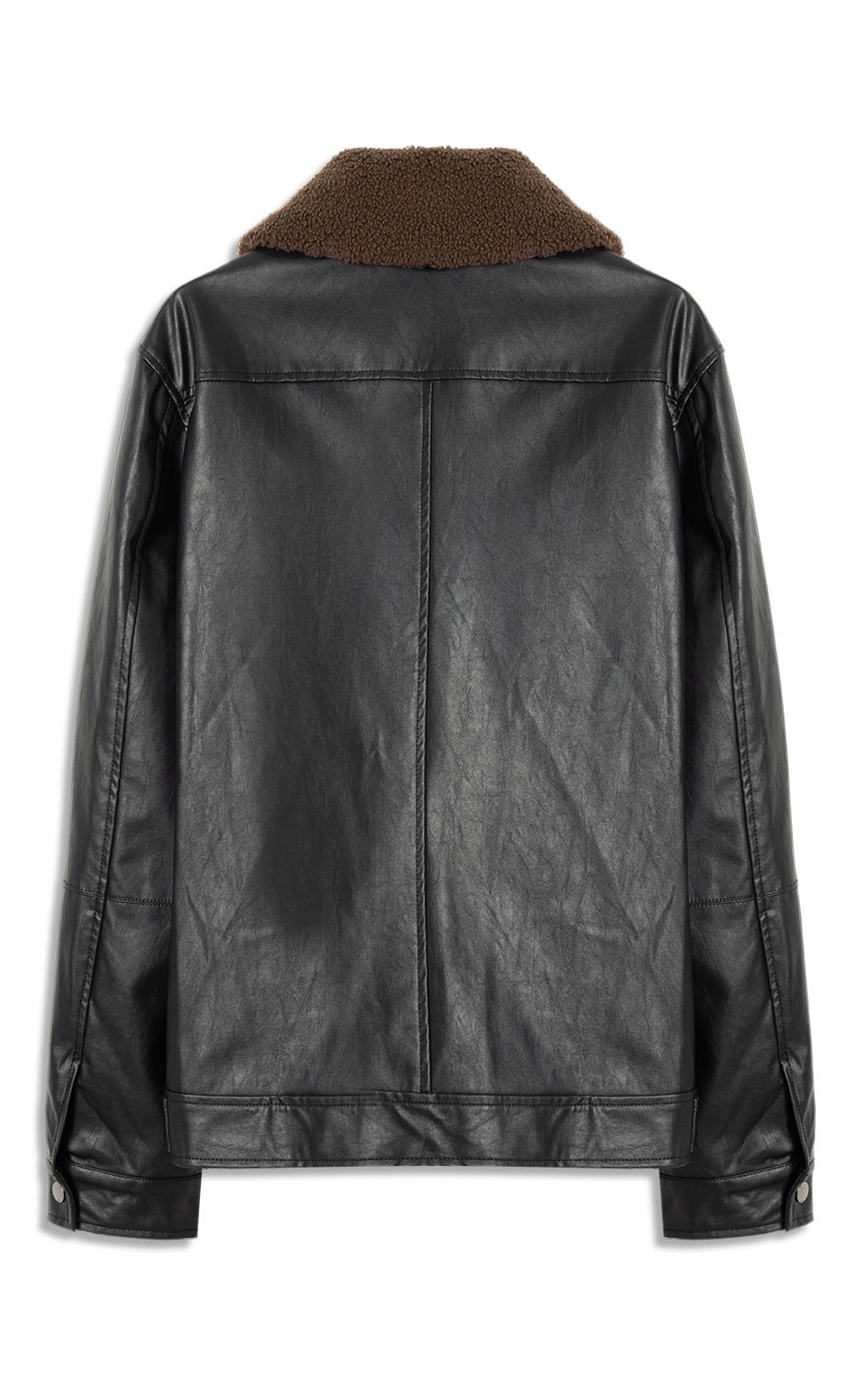 Jaqueta Vegan Leather Golf Bomber Fur Grafite