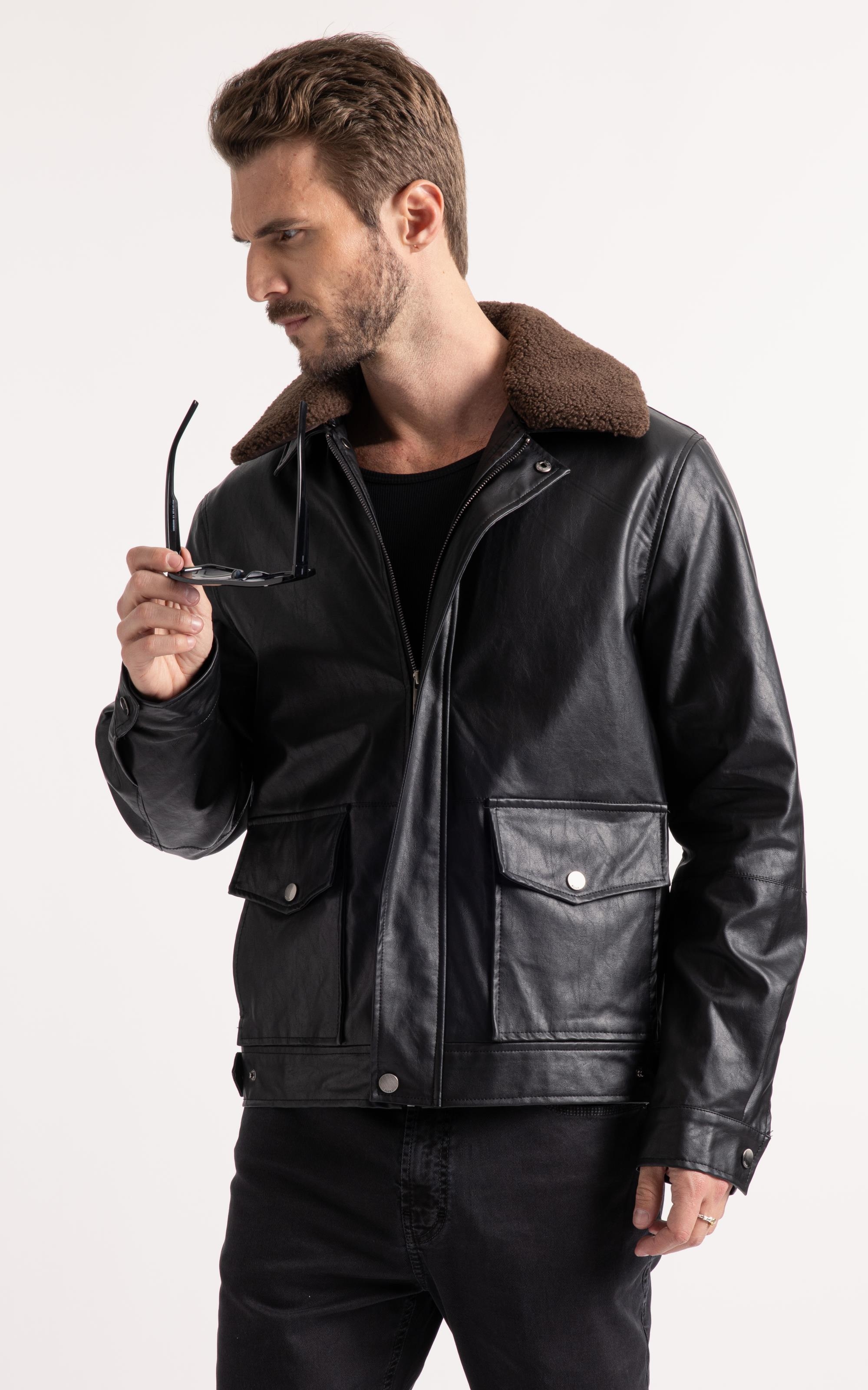 Jaqueta Vegan Leather Golf Rider Bomber Grafite