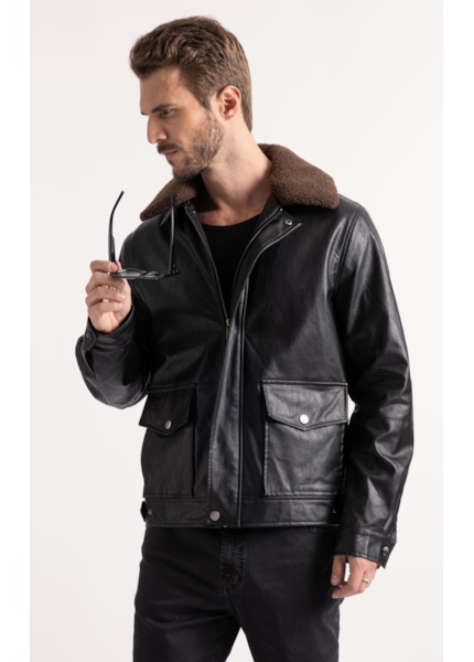 Jaqueta Vegan Leather Golf Classic Fur Preto