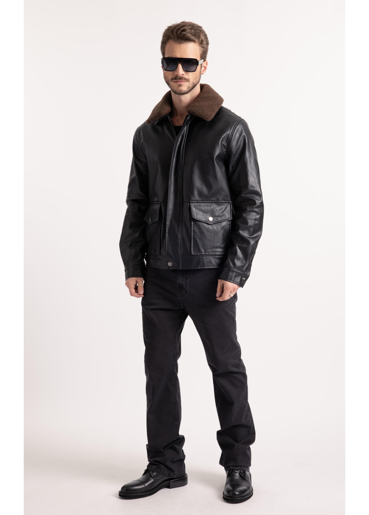 Jaqueta Vegan Leather Golf Classic Fur Preto
