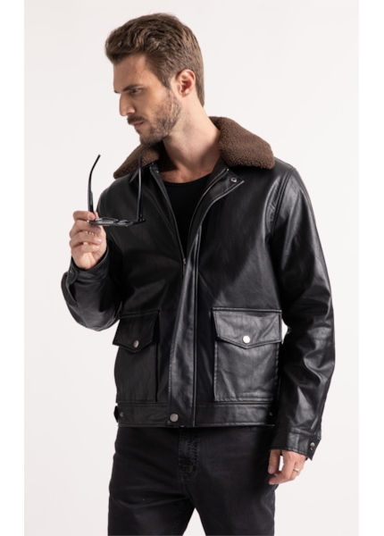 Jaqueta Vegan Leather Golf Classic Fur Preto