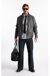 Jaqueta Vegan Leather Golf Rider Bomber Grafite
