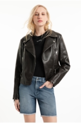 Jaqueta Vegan leather Perfecto Dark Brown