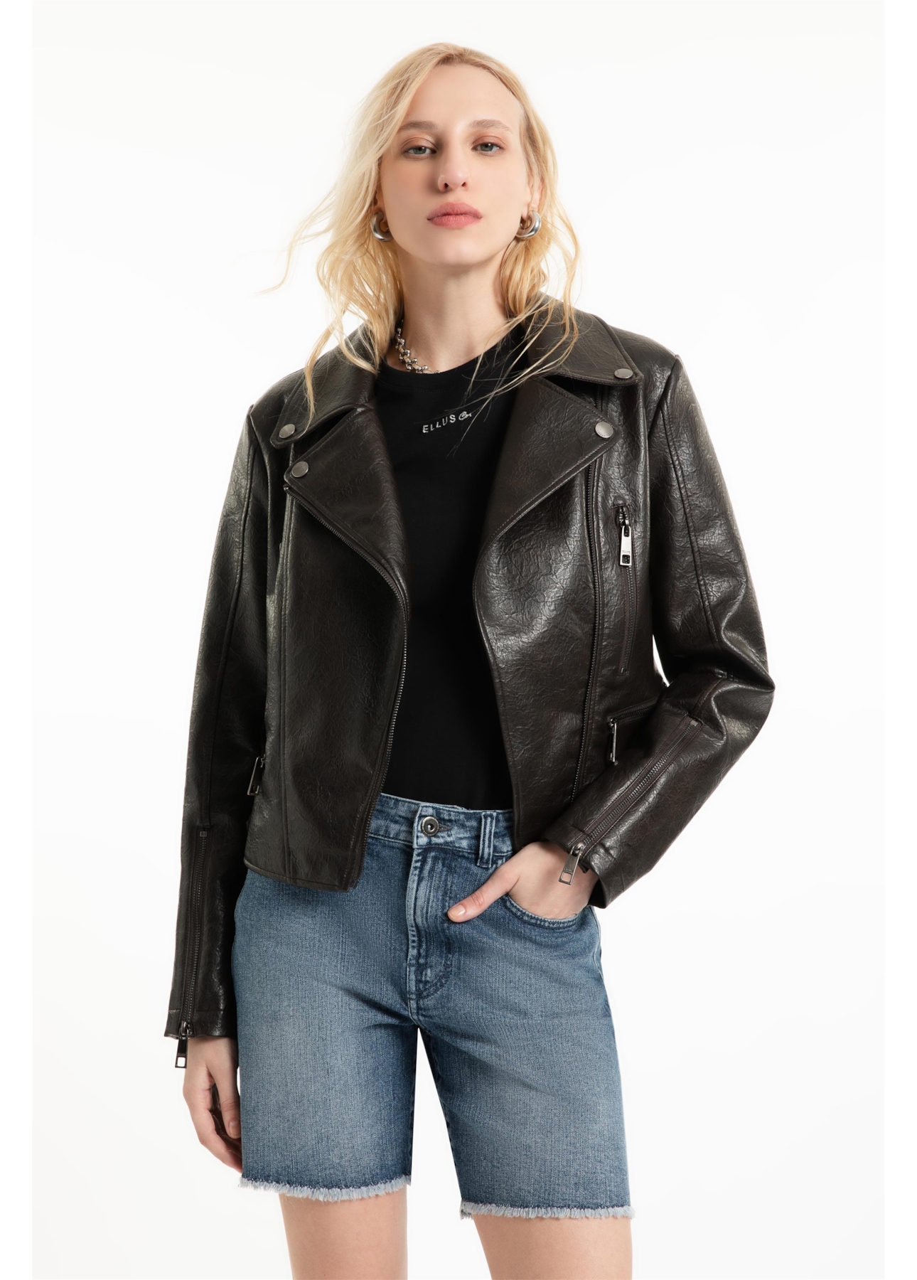 Jaqueta Vegan leather Perfecto Dark Brown