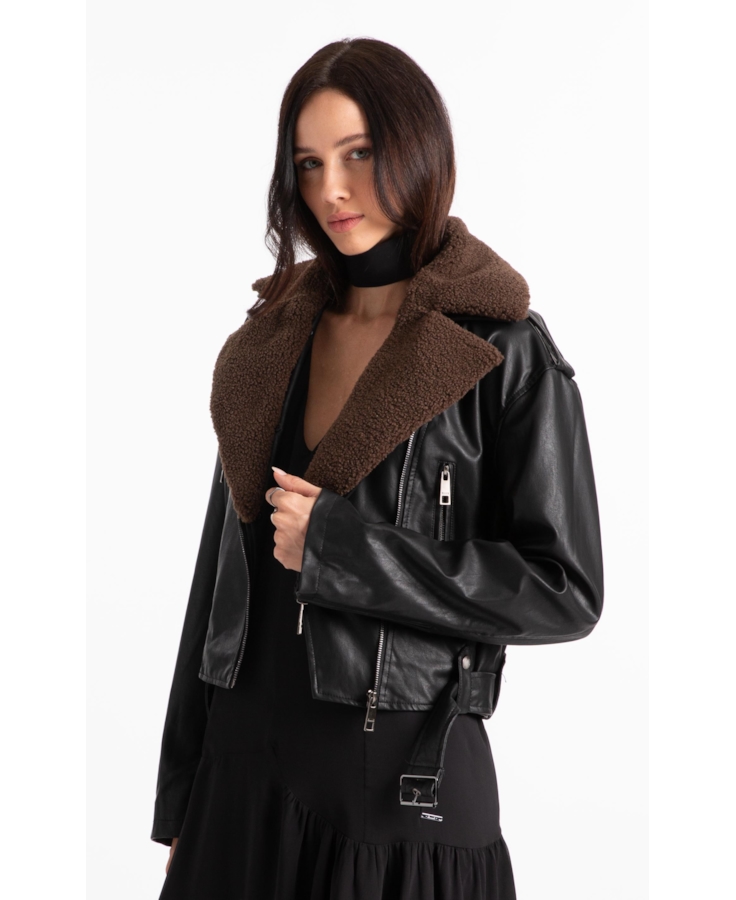 Jaqueta Vegan Leather Perfecto Preto