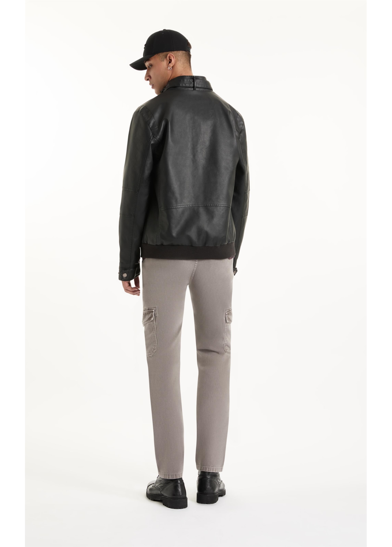 Jaqueta Vegan leather With Hood Preto