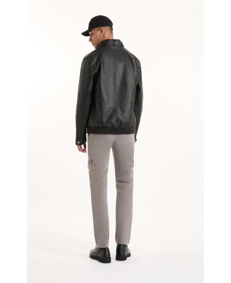 Jaqueta Vegan leather With Hood Preto