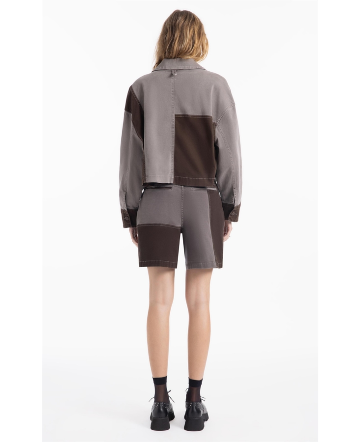 Jaqueta Vintage Denim Color Bicolor Castor