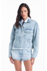 Jaqueta Vintage Denim Oversized Lav.Claro