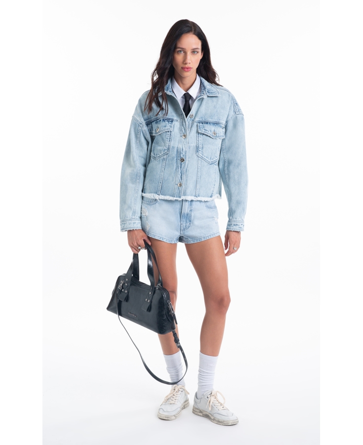 Jaqueta Vintage Denim Oversized Lav.Claro