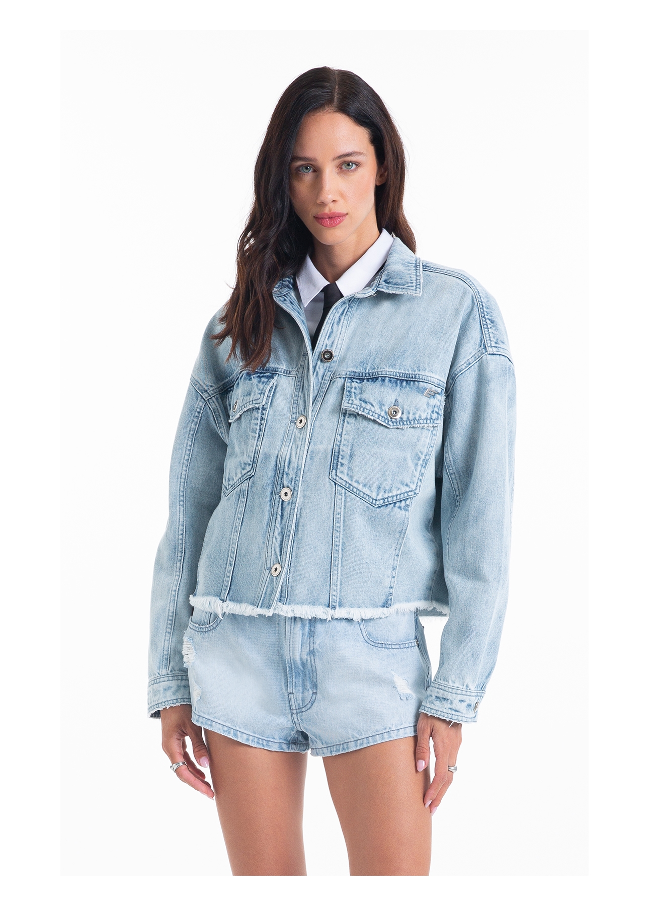 Jaqueta Vintage Denim Oversized Lav.Claro