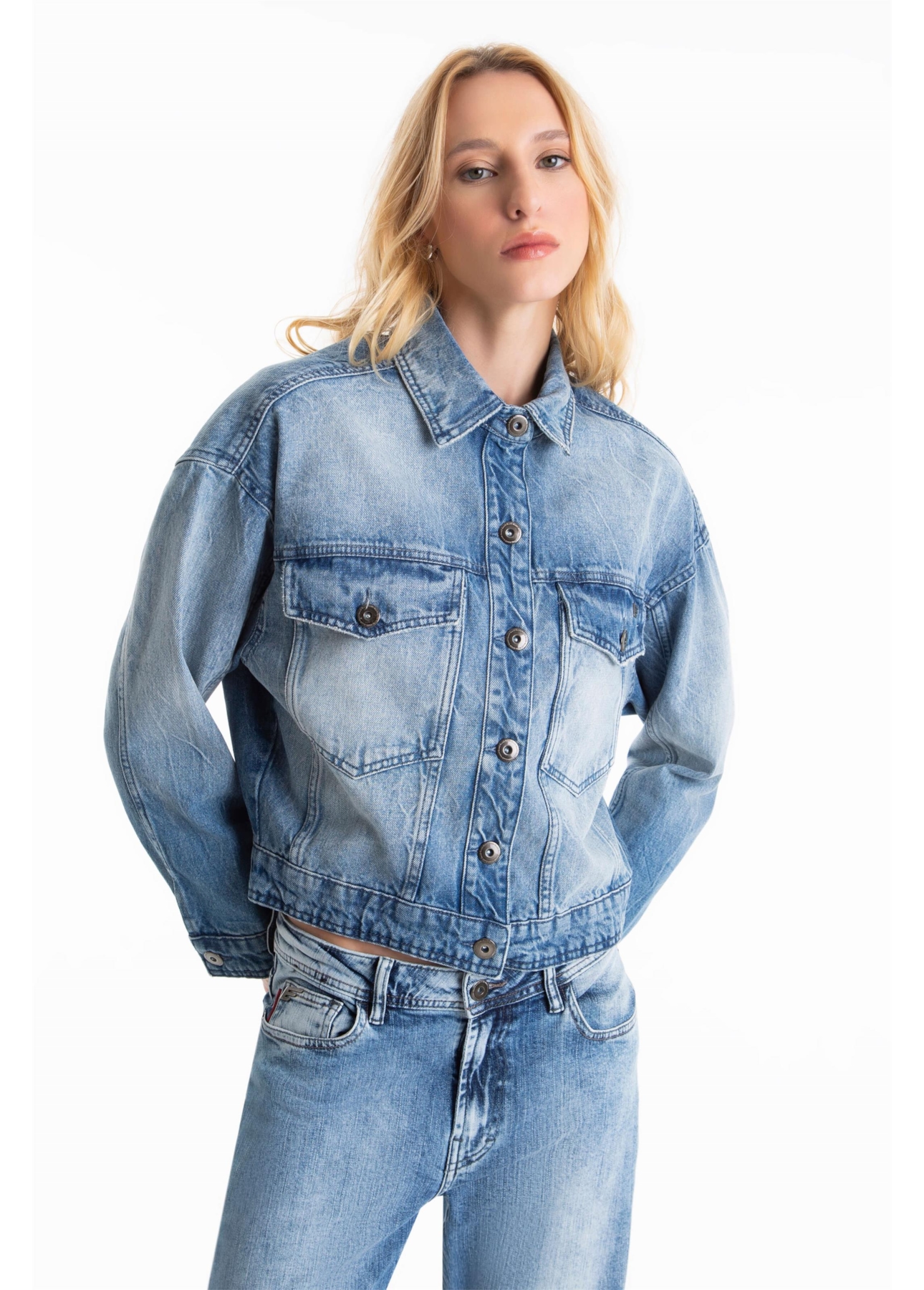 Jaqueta Vintage Denim Oversized Lav.Medio C/Sky+ Rebolo