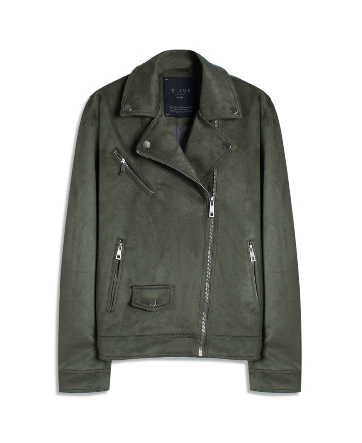Jaqueta Washed Suede Loose Floresta