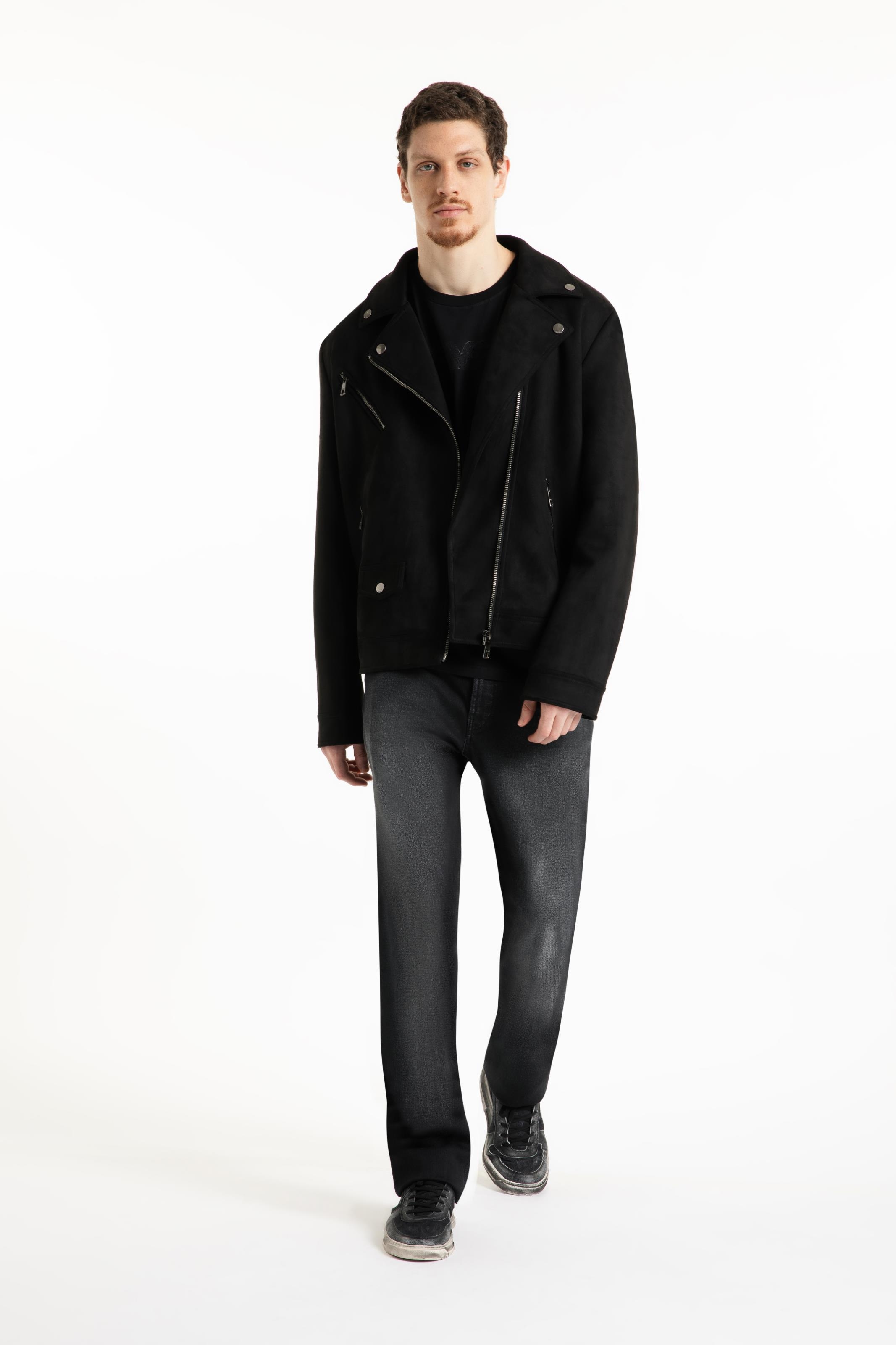 Jaqueta Washed Suede Loose Preto