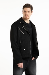 Jaqueta Washed Suede Loose Preto