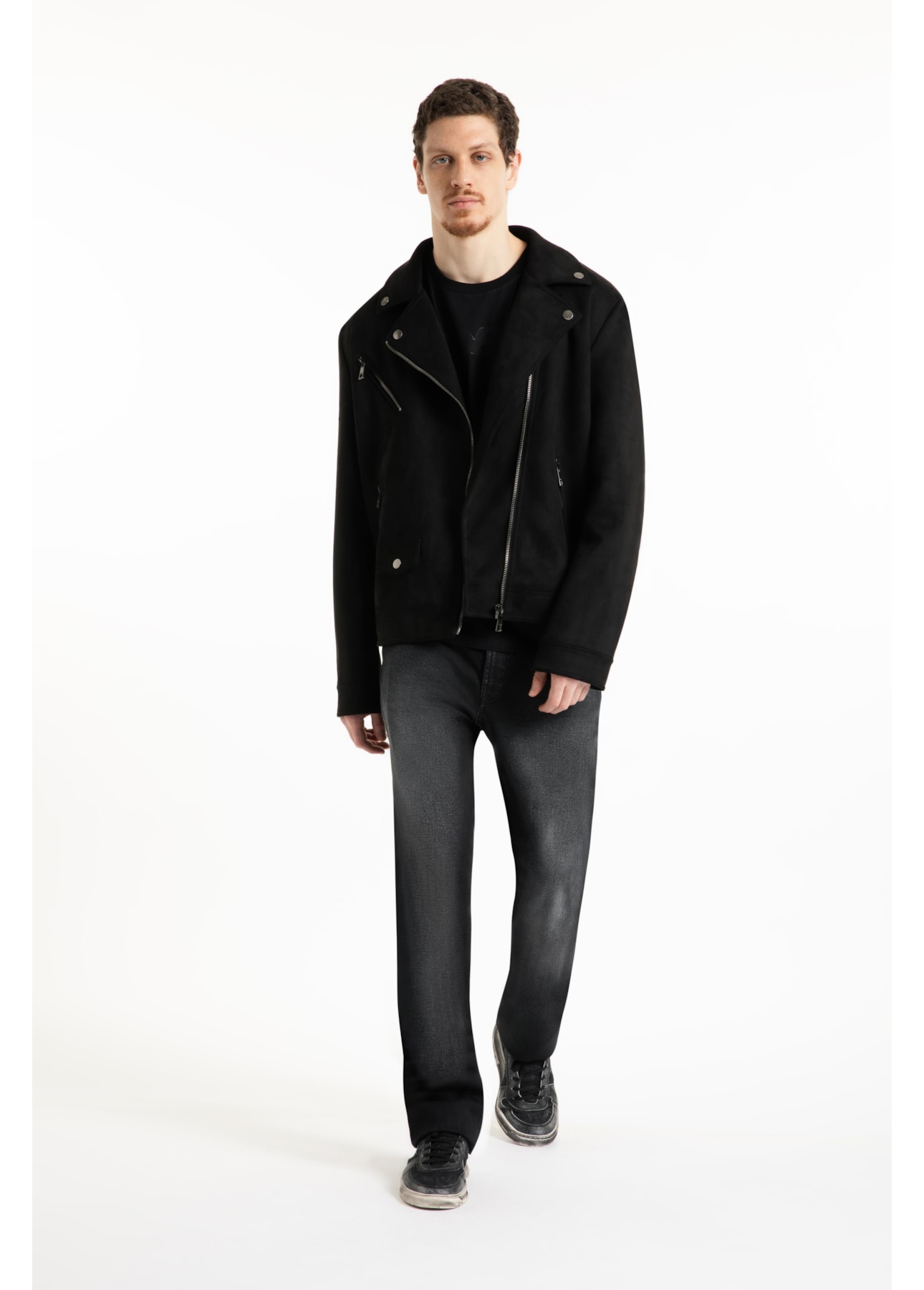 Jaqueta Washed Suede Loose Preto