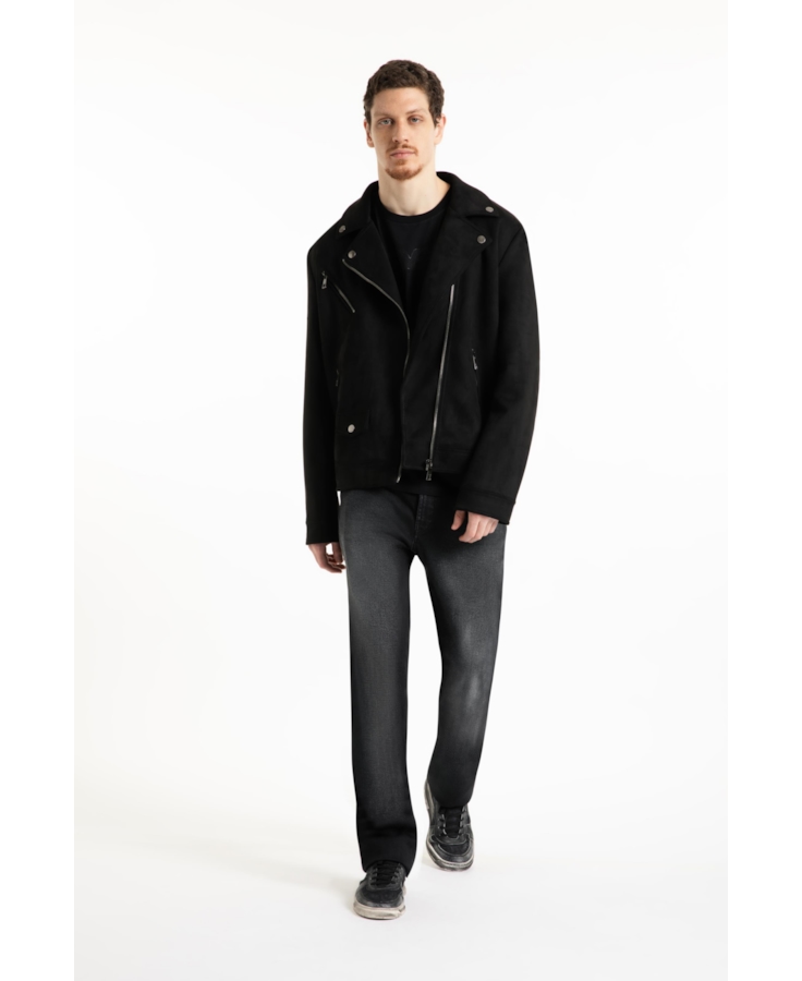 Jaqueta Washed Suede Loose Preto