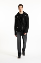 Jaqueta Washed Suede Loose Preto