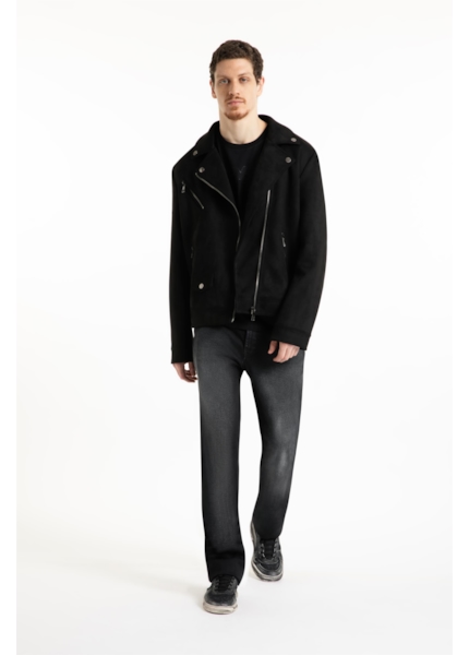 Jaqueta Washed Suede Loose Preto