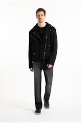 Jaqueta Washed Suede Loose Preto