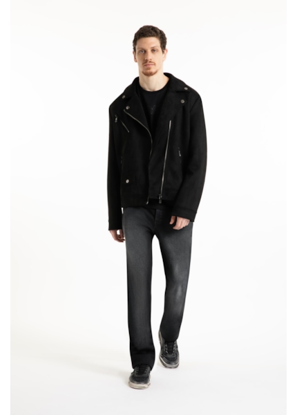 Jaqueta Washed Suede Loose Preto