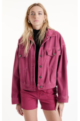 Jaqueta White Denim Oversized Magenta