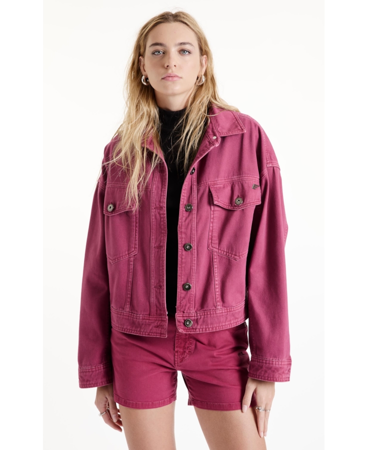 Jaqueta White Denim Oversized Magenta