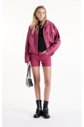 Jaqueta White Denim Oversized Magenta