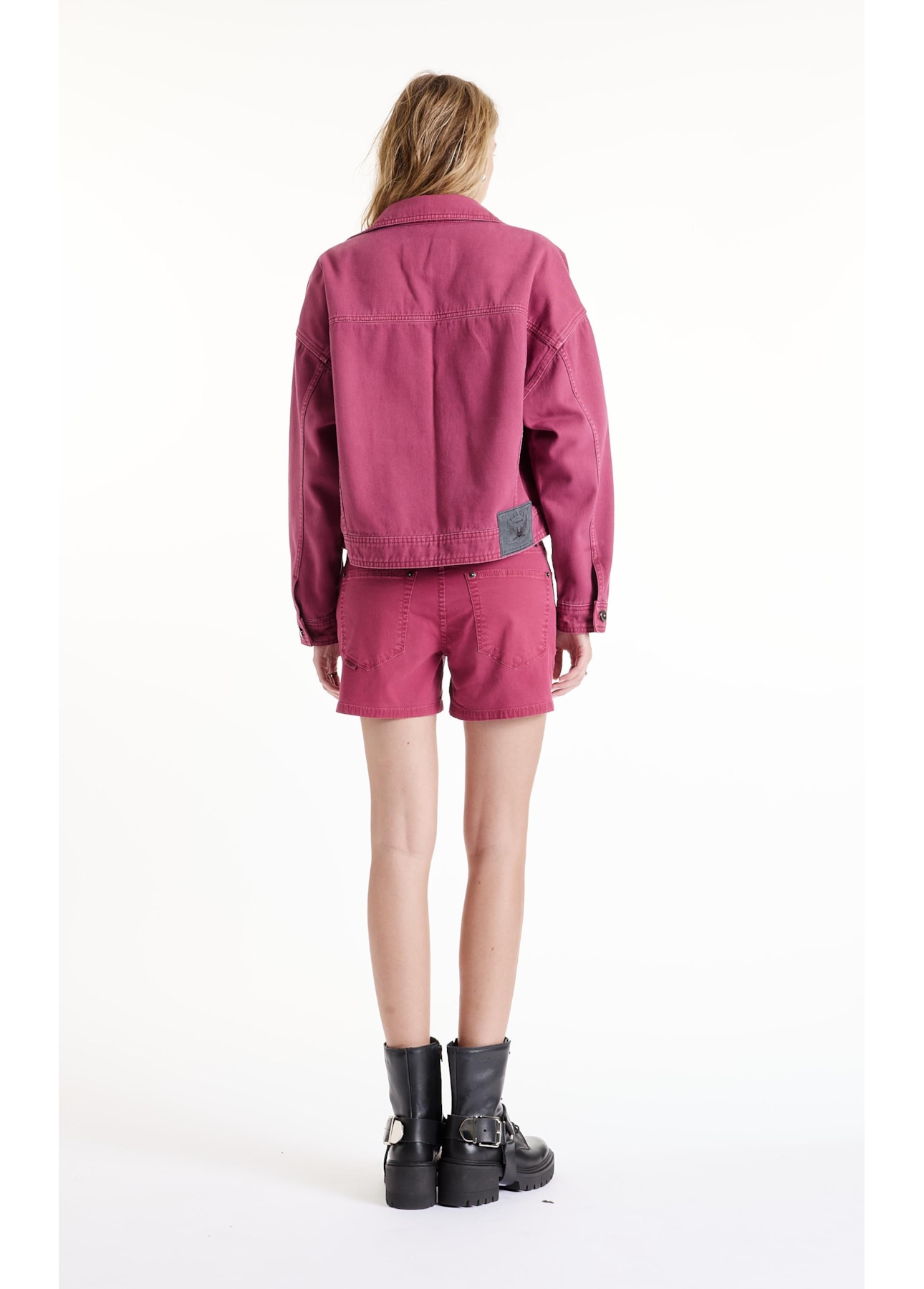Jaqueta White Denim Oversized Magenta
