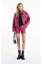 Jaqueta White Denim Oversized Magenta