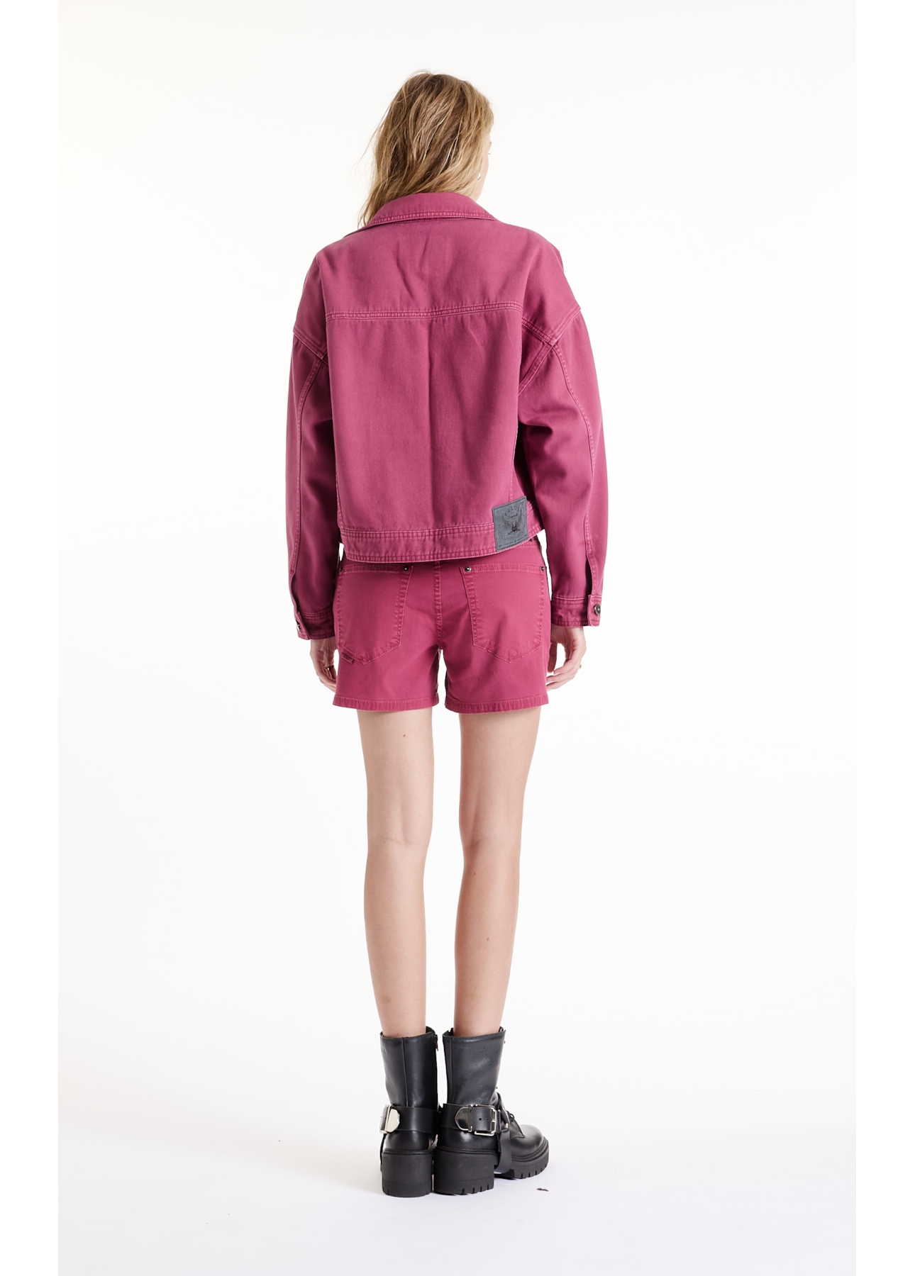 Jaqueta White Denim Oversized Magenta