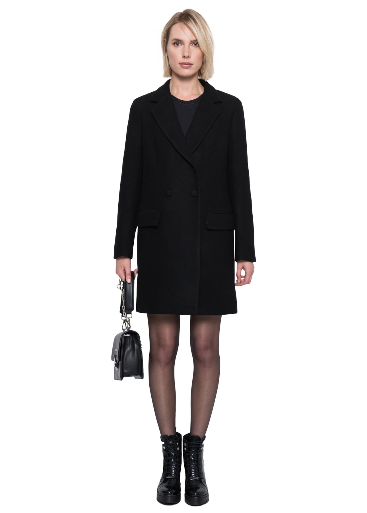 Jaqueta Wool Transpasse Reto Preto