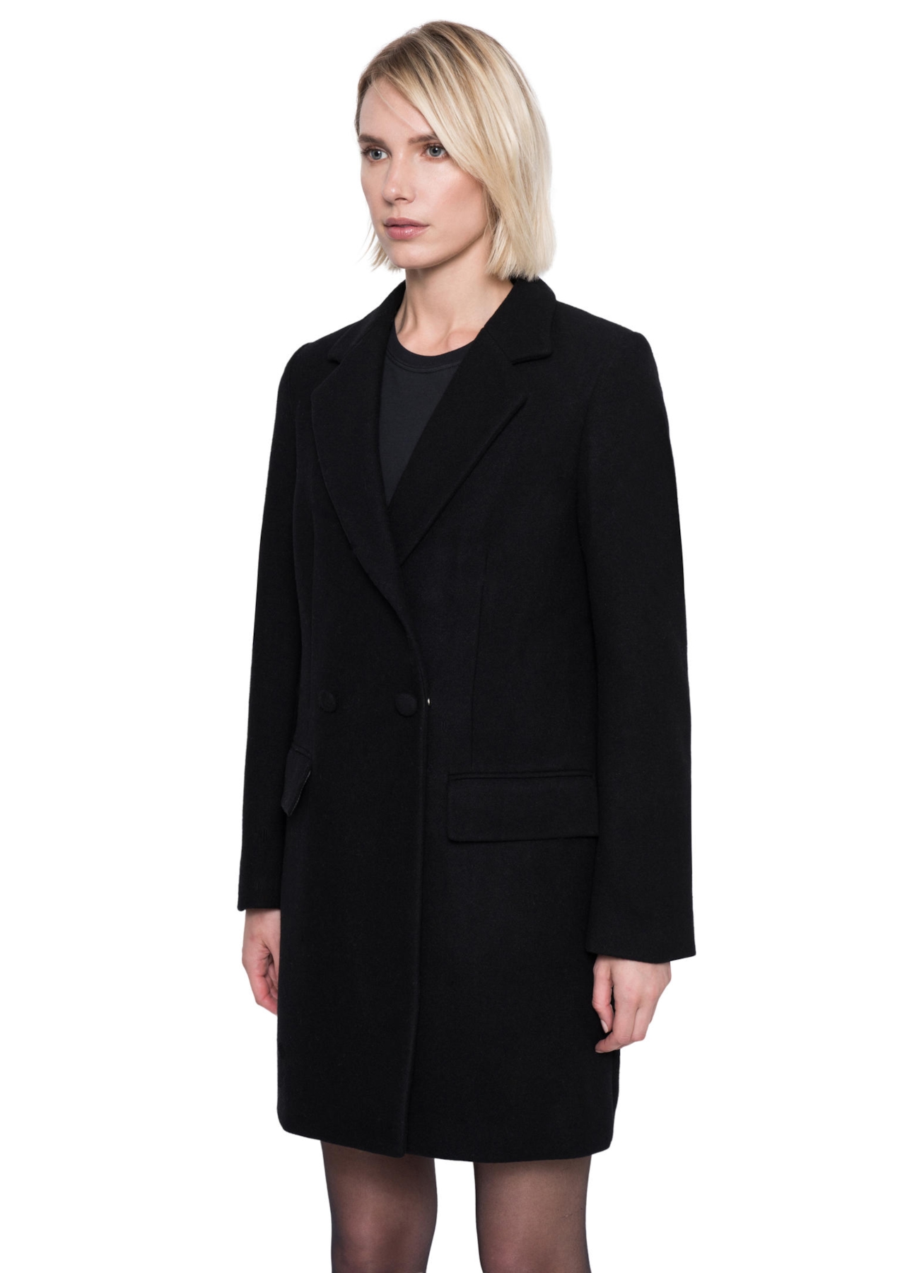 Jaqueta Wool Transpasse Reto Preto