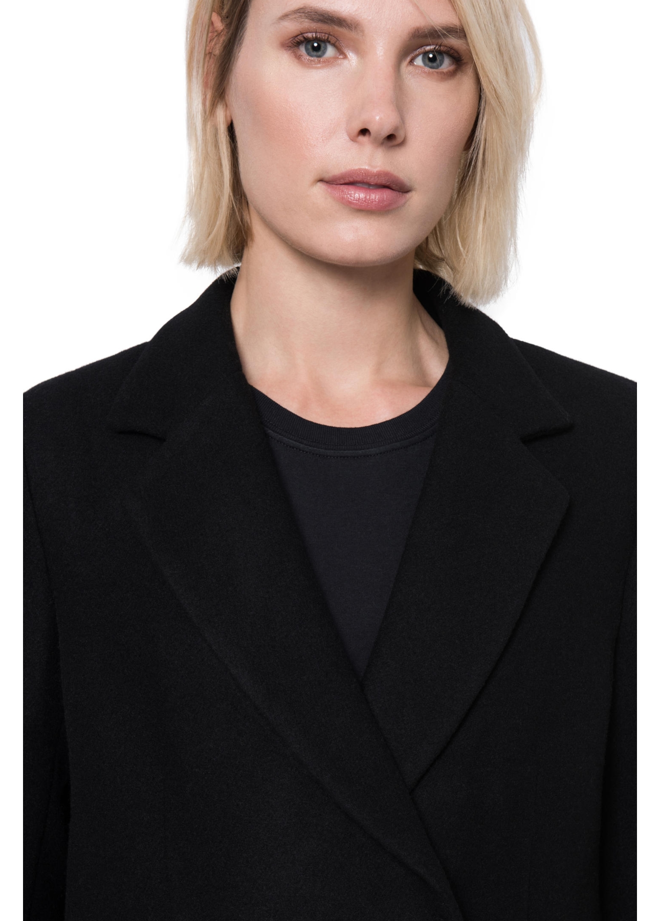 Jaqueta Wool Transpasse Reto Preto