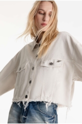 Jaquetas White Denim Oversized Cropped Sandy