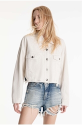 Jaquetas White Denim Oversized Cropped Sandy