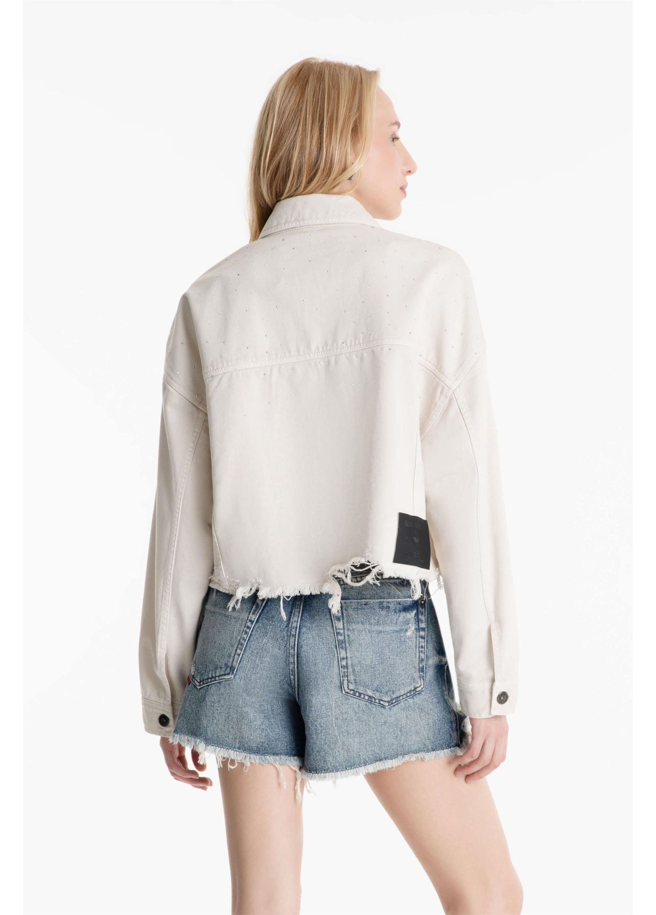 Jaquetas White Denim Oversized Cropped Sandy