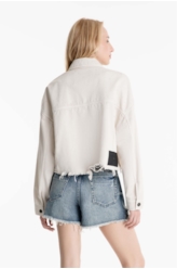 Jaquetas White Denim Oversized Cropped Sandy