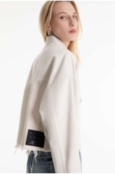 Jaquetas White Denim Oversized Cropped Sandy