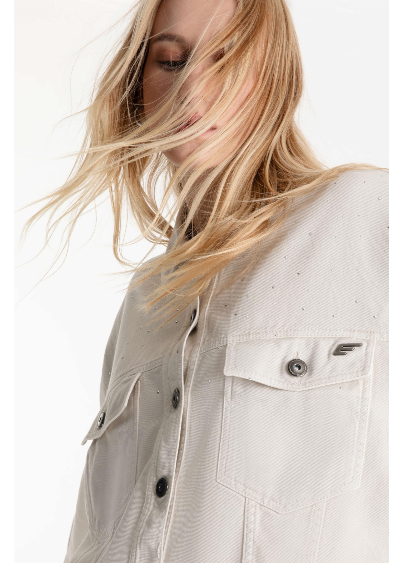 Jaquetas White Denim Oversized Cropped Sandy