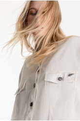 Jaquetas White Denim Oversized Cropped Sandy